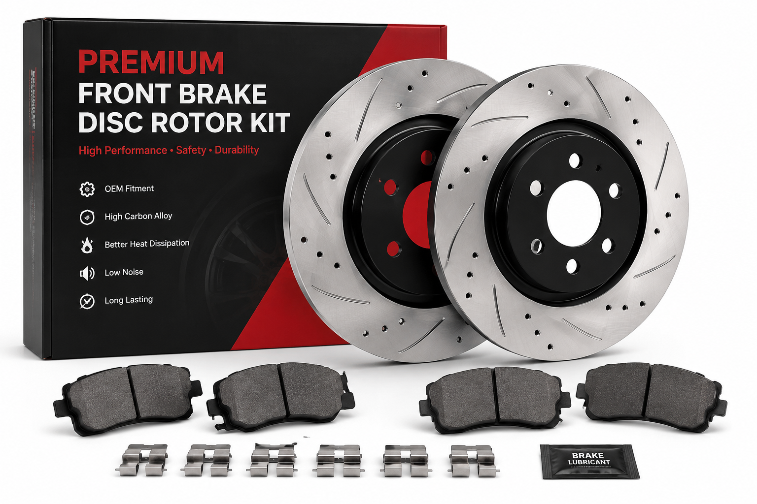 Premium Front Brake Disc Rotor Kit